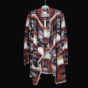 Lucky Brand Women's M Geometric Aztec Print Open Front Cardigan Sweater $128 NWT